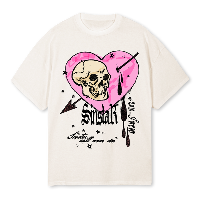 WILL NEVER DIE Vintage White Oversized Tee.