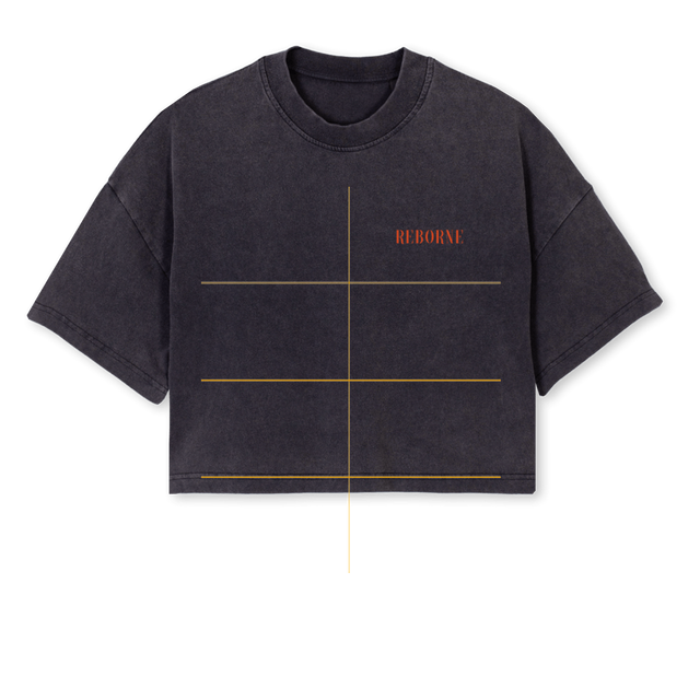LELYS Vintage Black Cropped Oversized Tee.