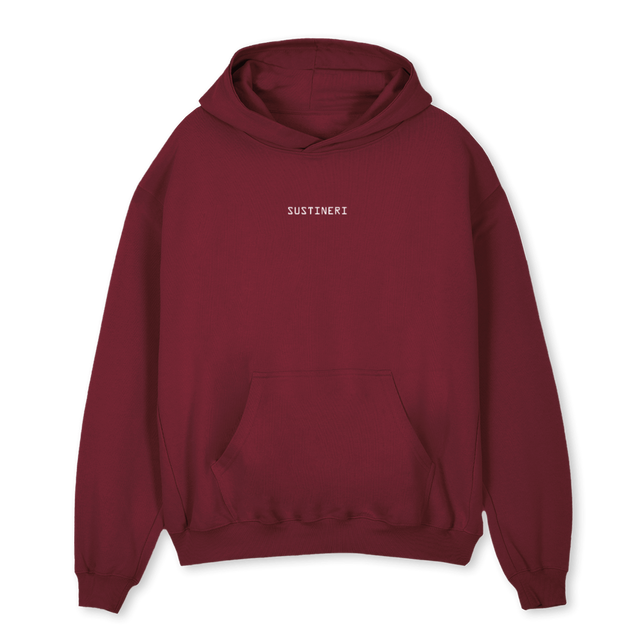 PROTOTYPE PRINT OSH Burgundy Oversized Hoodie.
