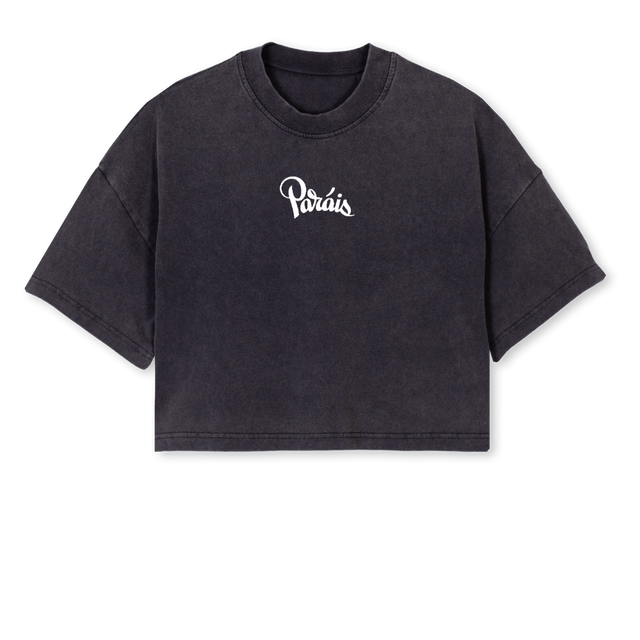 GIRL VINTAGE BLACK Vintage Black Cropped Oversized Tee.