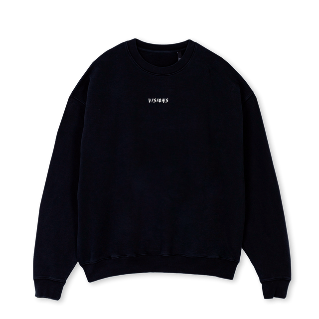 VISIONS ARTII Black Oversized Crewneck Sweater.