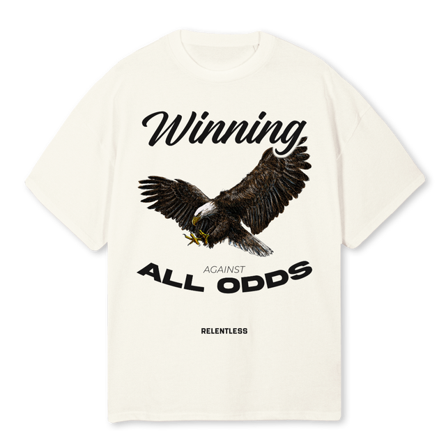 AGAINST ALL ODDS Cream Oversized Tee.