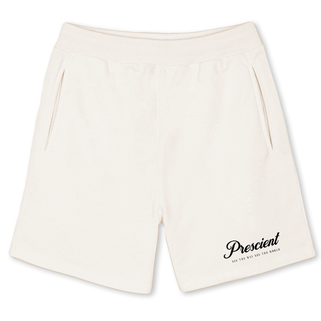 PRESCIENT CLO SHOR Vintage White Sweatshorts.