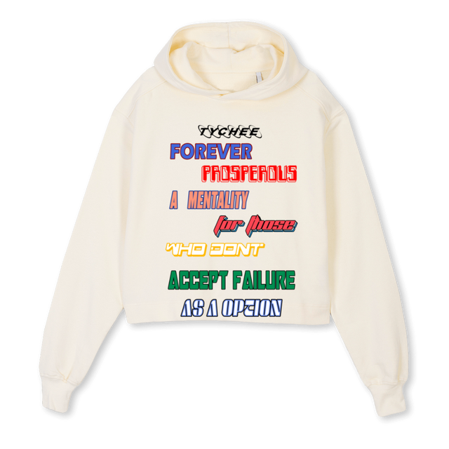 WOMENS MULTI Cream Cropped Hoodie.