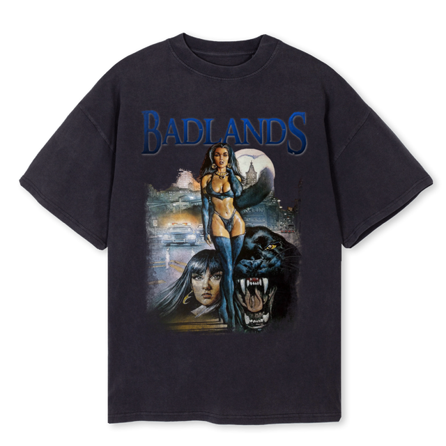 PANTA WASHBLK Vintage Black Oversized Tee.