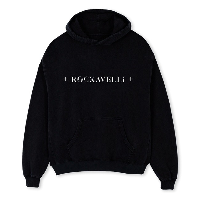REAR BANNER HOODIE Black Oversized Hoodie.