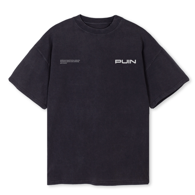 PUIN COLLECTIVE MRCH Vintage Black Oversized Tee.