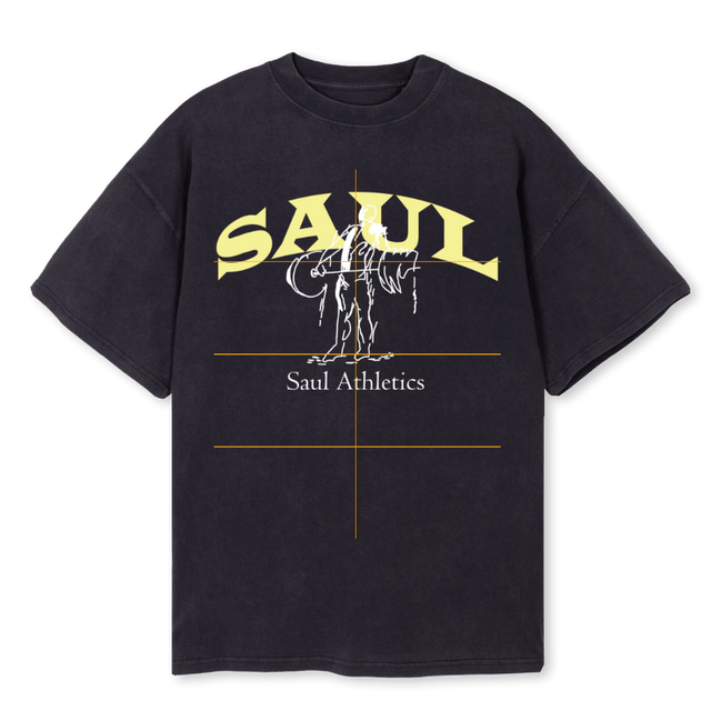 SAUL ATH YELLOW VGRE Vintage Black Oversized Tee.