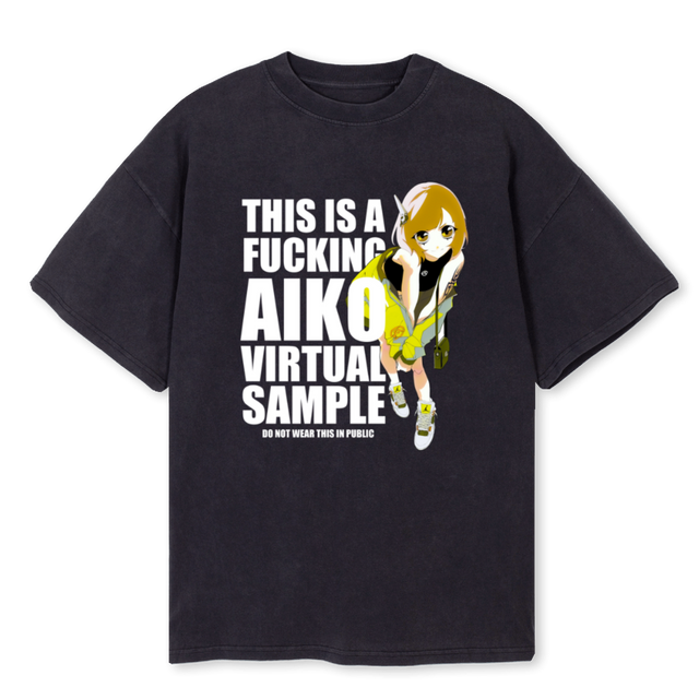 AIKO VIRTUAL OSTEE Vintage Black Oversized Tee.