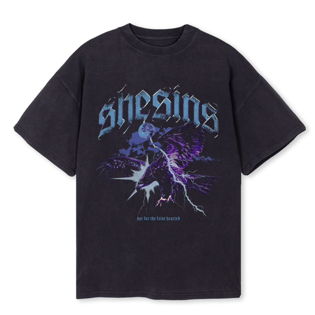 PURPLE EAGLE Vintage Black Oversized Tee.