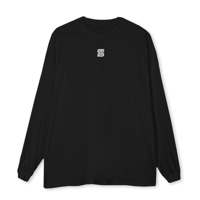 LONGEINS Black Oversized LS Tee.