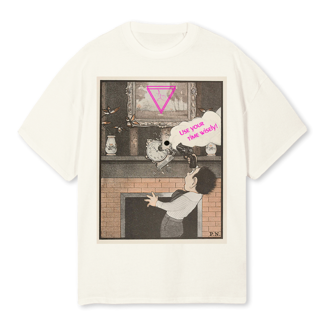 WISE HUESO Cream Oversized Tee.