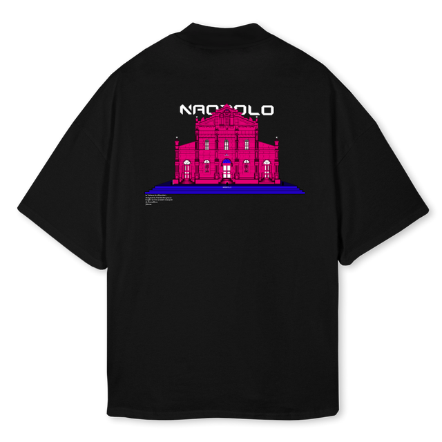 NAOPROTO Black Oversized Mock Neck Tee.