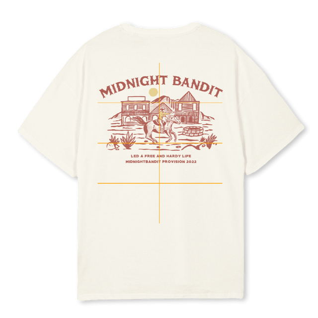 RED MIDNIGHT RIDER Cream Oversized Tee.
