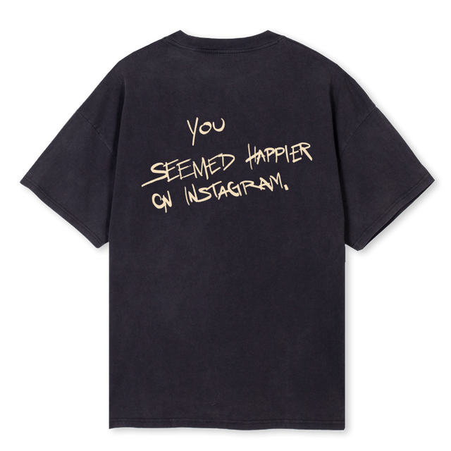HAPPIER SHIRT Vintage Black Oversized Tee.