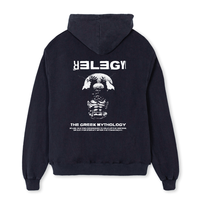 ATLAS Vintage Black Oversized Hoodie.