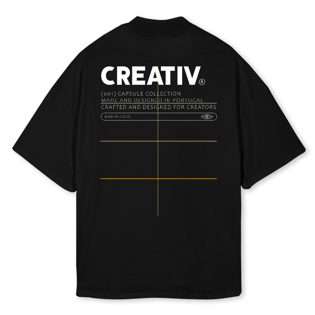 CLASSICBLACK CREATIV Black Oversized Mock Neck Tee.