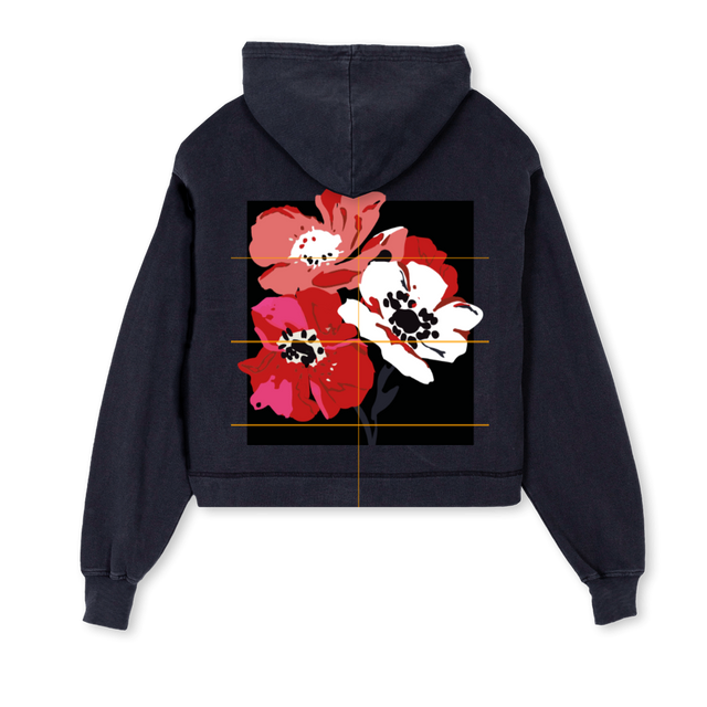 SECONDROSEFLOWERS Vintage Black Cropped Hoodie.