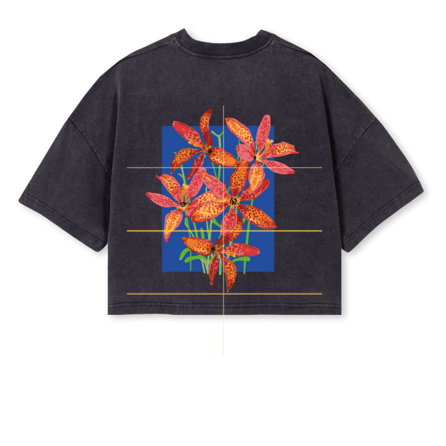 LELYS Vintage Black Cropped Oversized Tee.