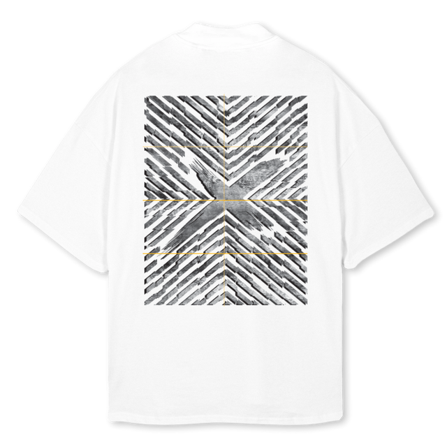 DEEMONZ White Oversized Mock Neck Tee.