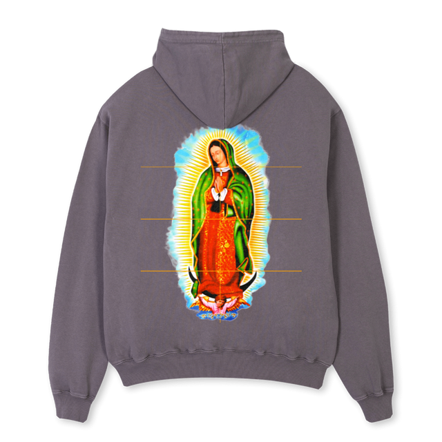 LAB VIRGIN GUADALUPE Pigment Grey Oversized Hoodie.