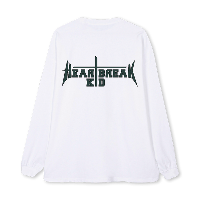 HRTBRK White Oversized LS Tee.