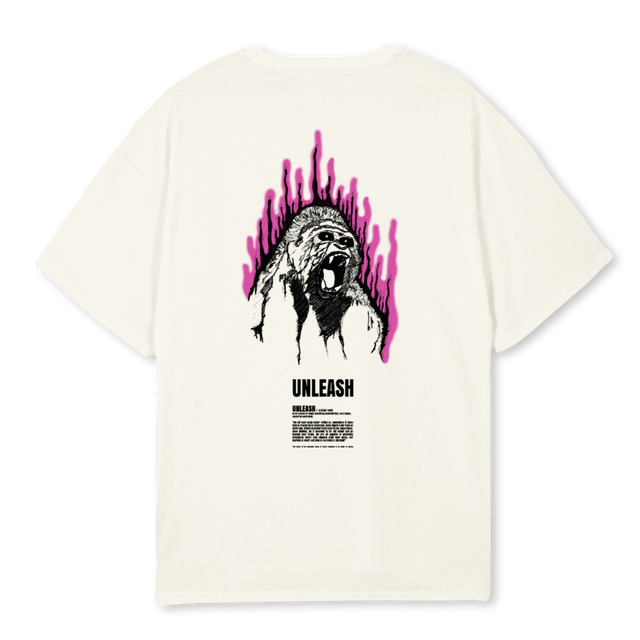 UNLEASH GORILLA Cream Oversized Tee.