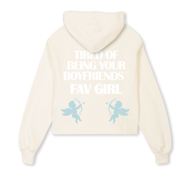 FAV GIRL CROPPED Cream Cropped Hoodie.