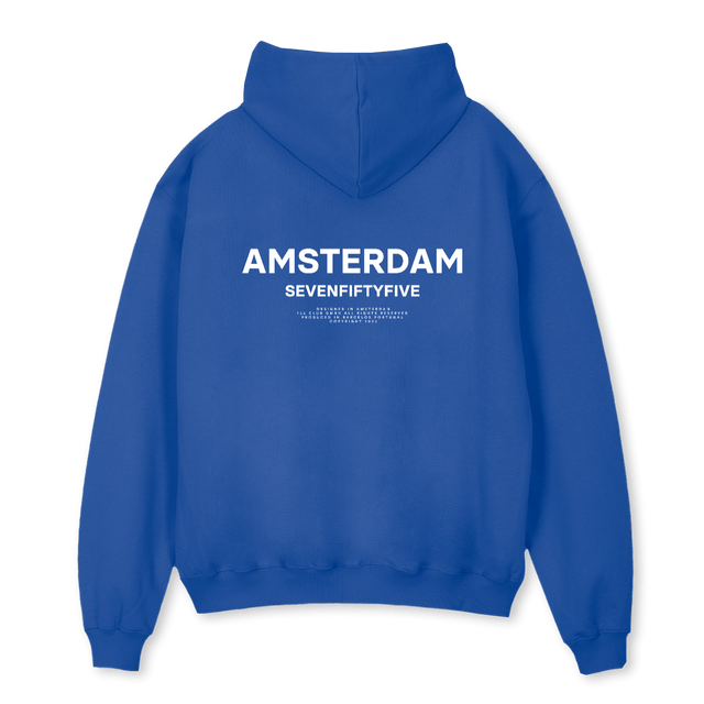 BACK TEXT Cobalt Blue Oversized Hoodie.