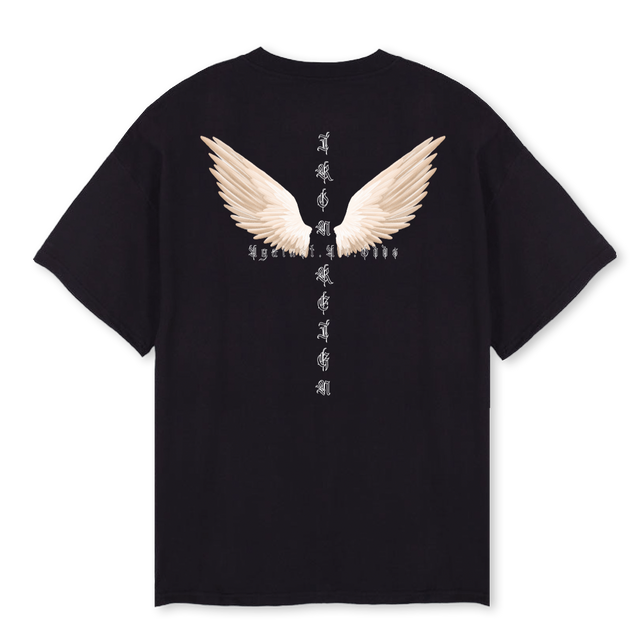BLK WING AAO Black Oversized Tee.