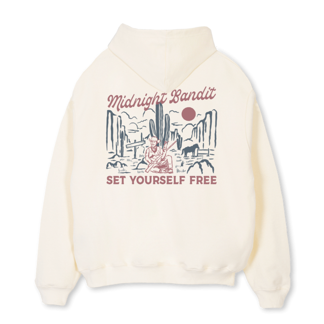 SET YOURSELF FREE Cream Oversized Hoodie.
