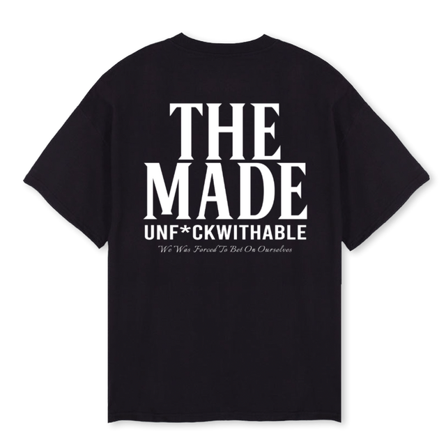THEMADE DISCLAIMER Black Oversized Tee.