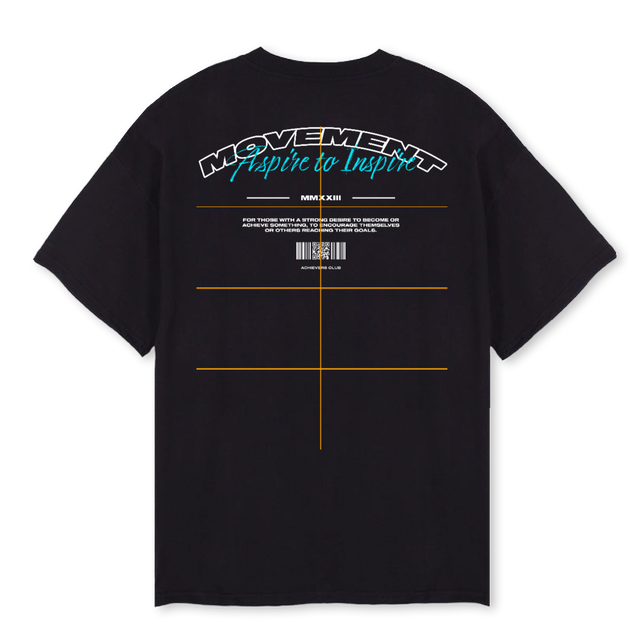 ACHIEVERS CLUB Black Oversized Tee.