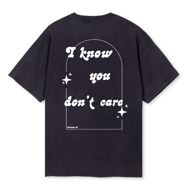 IKNOWYOUDONTCARE Vintage Black Oversized Tee.