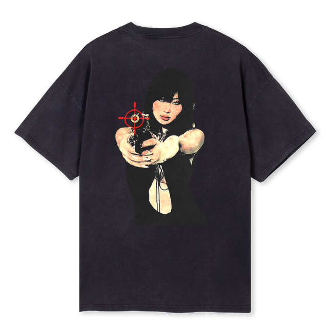 ETERNAL FLAME Vintage Black Oversized Tee.