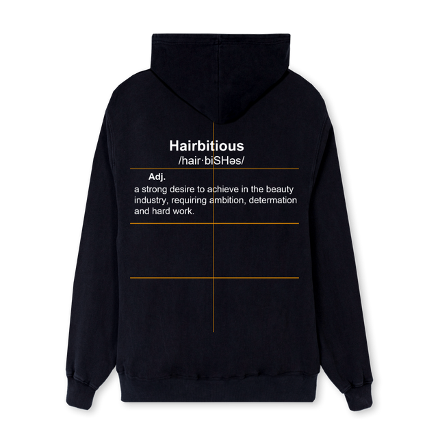 HAIRBITIOUS Black Regular Hoodie.