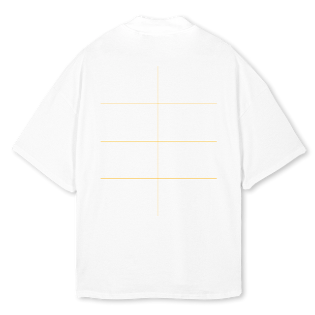 NULL DREI NULL White Oversized Mock Neck Tee.