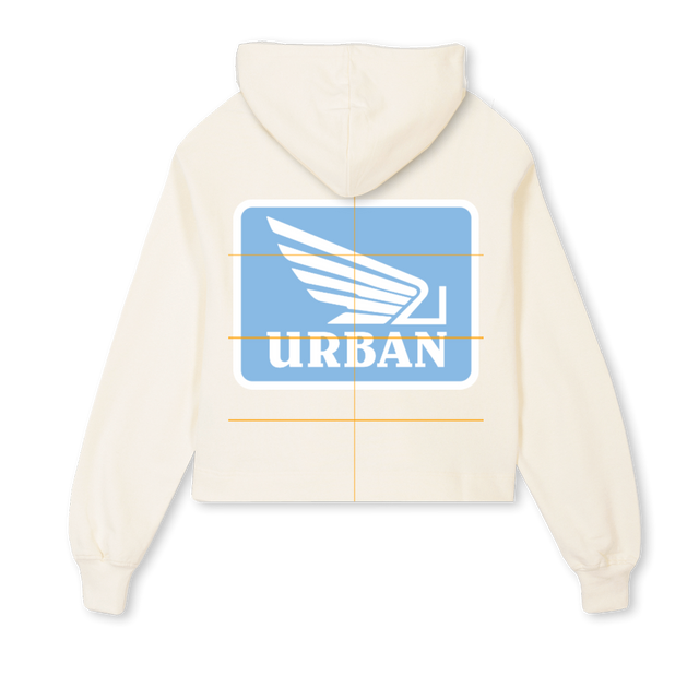 WOMENS CREAM BACK Cream Cropped Hoodie.