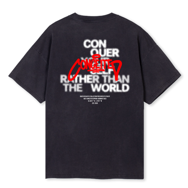 CNQR URWRLD JSTCNCTD Vintage Black Oversized Tee.