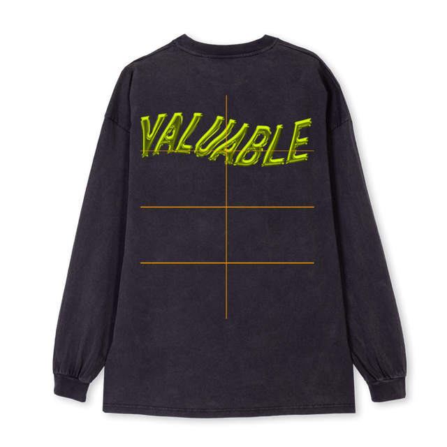 VALUABLEB Vintage Black Oversized LS Tee.