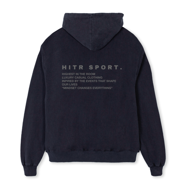 HITR TEXT HOODIE Vintage Black Oversized Hoodie.
