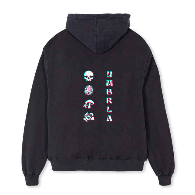 HOOD Vintage Black Oversized Zipped Hoodie.