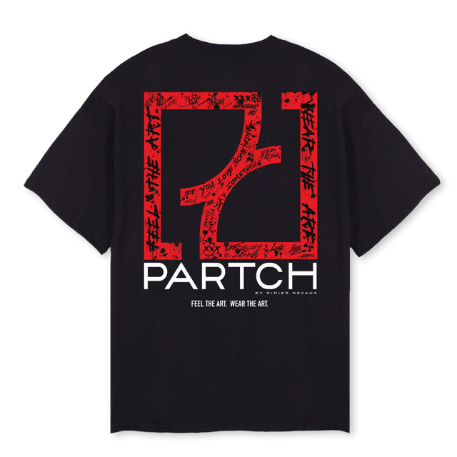 RED ART OVERSIZE BLK Black Oversized Tee.