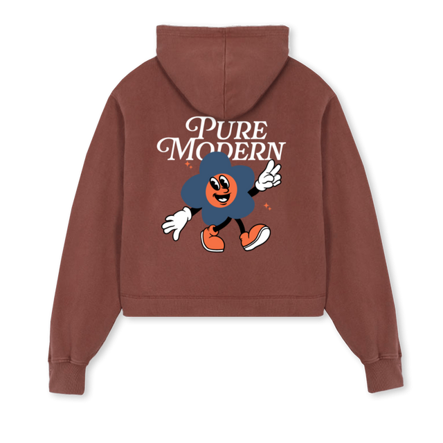PURECROPFLOWERDESIGN Vintage Brown Cropped Hoodie.