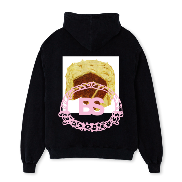 CAKE LOVERS Black Oversized Zipped Hoodie.