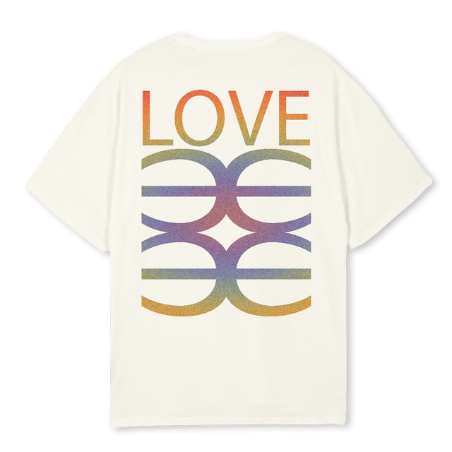 RAINBOW LOVE ANAGRAM Cream Oversized Tee.