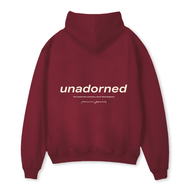 UNADORNED HOODIE Burgundy Oversized Hoodie.
