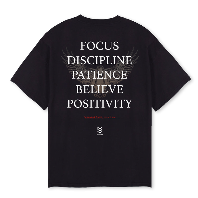VISIONS RISE Black Oversized Tee.
