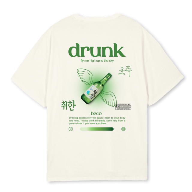 DRUNK SOJU TEE Cream Oversized Tee.
