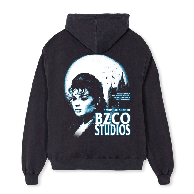 MIDNIGHT JACKET Vintage Black Oversized Zipped Hoodie.